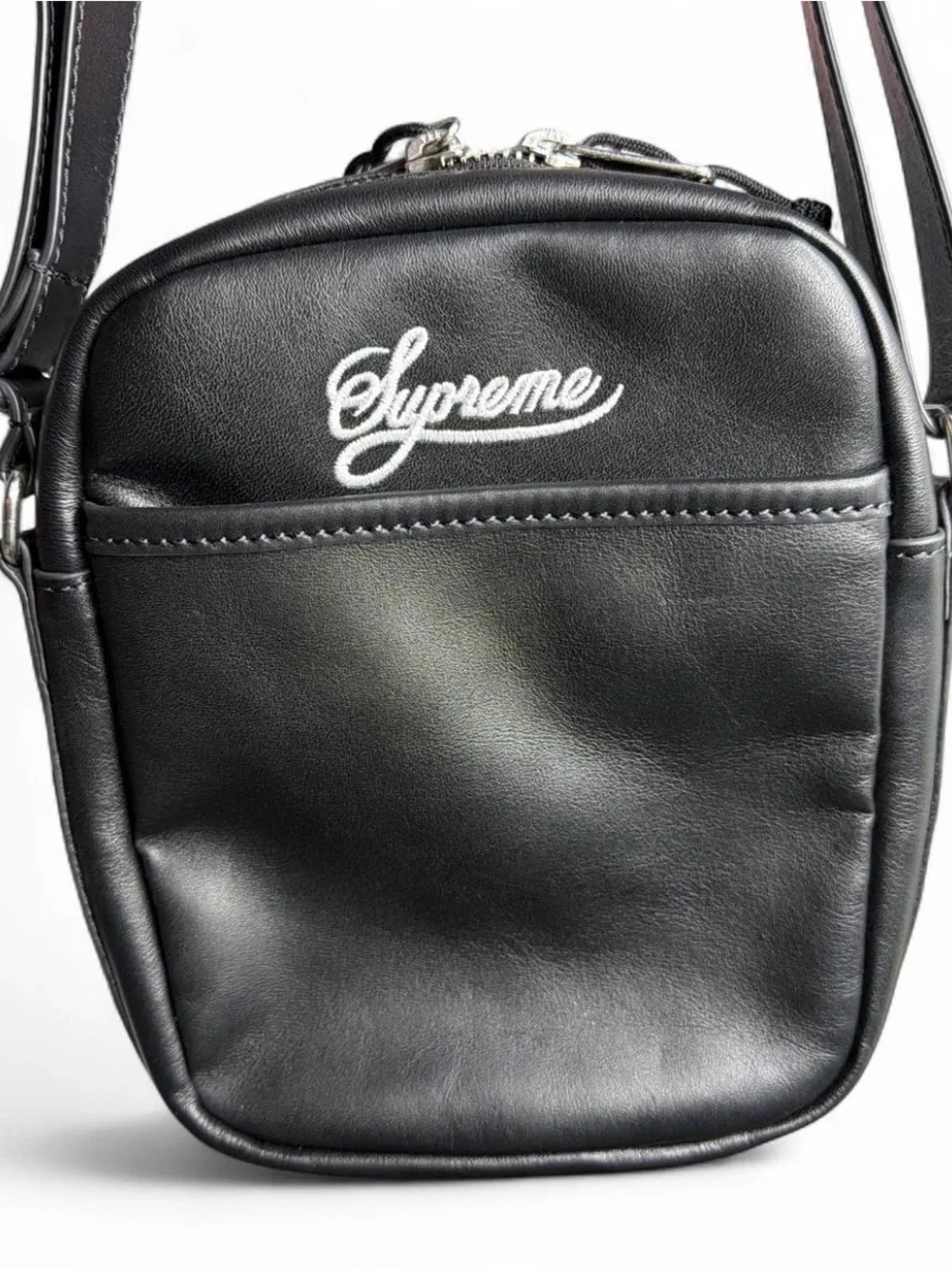 Supreme x Nike Black Leather Messenger Bag
